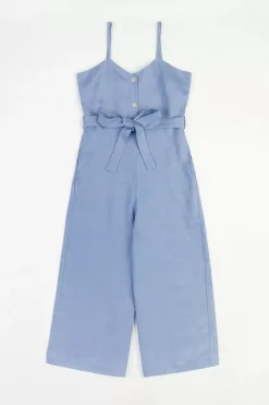 Jumpsuit Leinen Mix - Hellblau