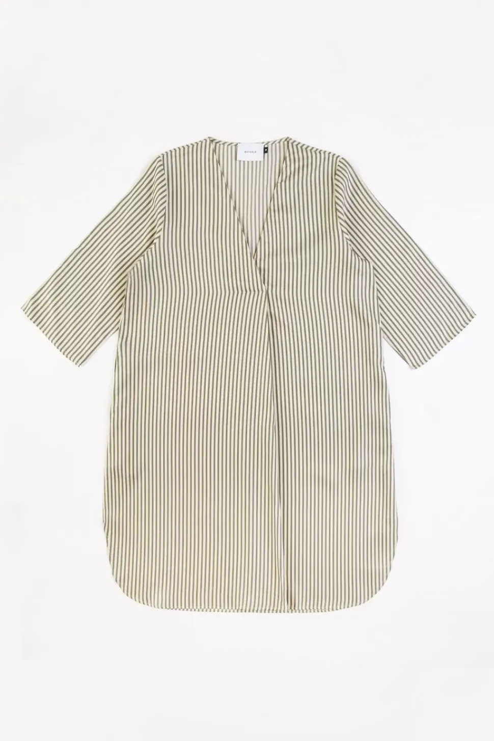 Kaftan Kleid Aus Lyocell - Oliv Gestreift