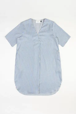 Kaftan Kleid Lyocell - Blau Gestreift