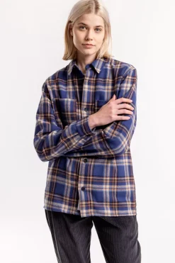 Kariertes Flanell Overshirt Blau