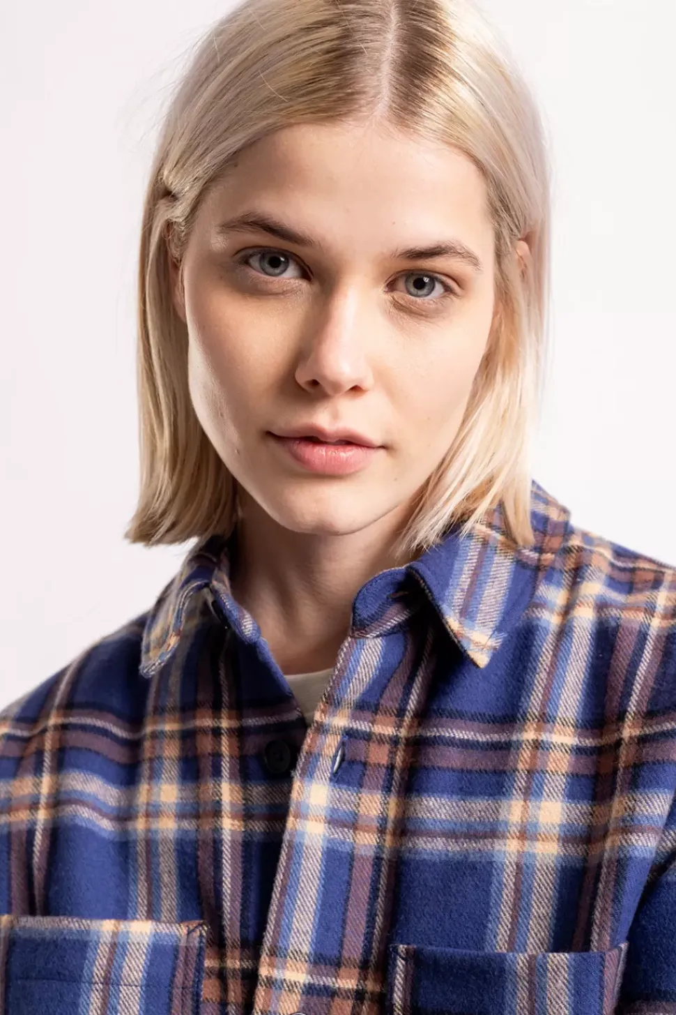 Kariertes Flanell Overshirt Blau