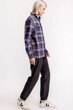 Kariertes Flanell Overshirt Blau