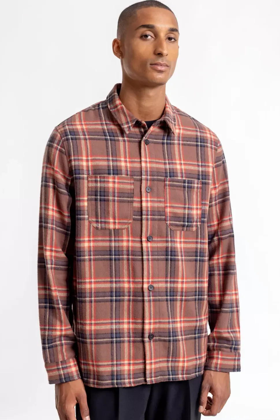 Kariertes Flanell Overshirt Rot / Braun