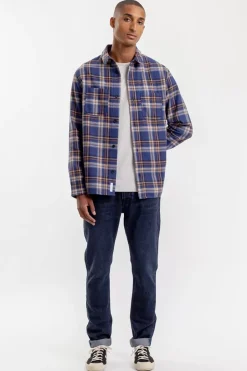 Kariertes Flanell Overshirt Blau