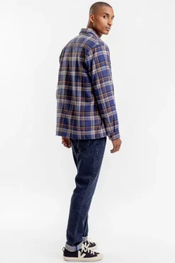 Kariertes Flanell Overshirt Blau