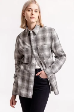 Kariertes Overshirt Schwarz / Weis