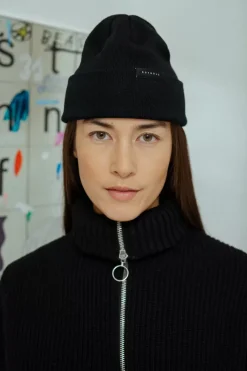 Klassische Mutze Merino Fein - Schwarz