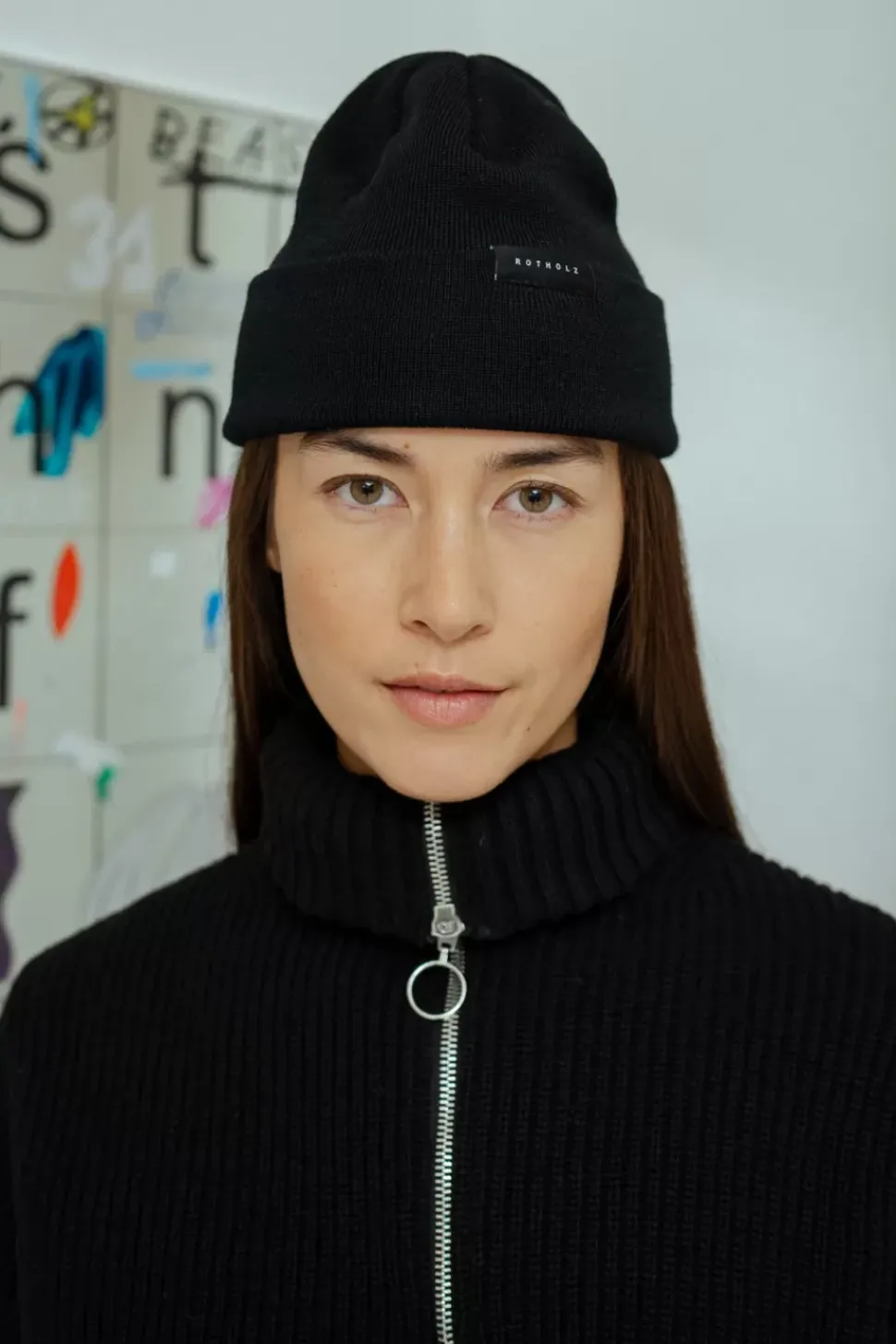Klassische Mutze Merino Fein - Schwarz