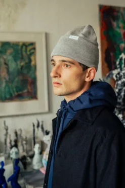 Klassische Mutze Merino Fein - Grau