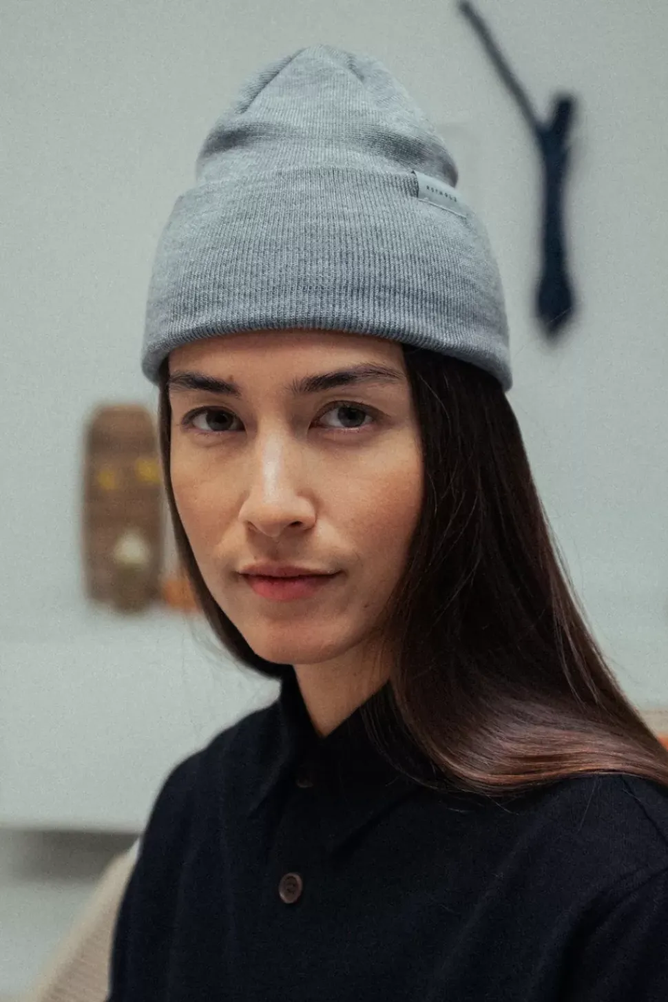 Klassische Mutze Merino Fein - Grau