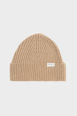 Klassische Mutze Wollmix Ripp - Beige