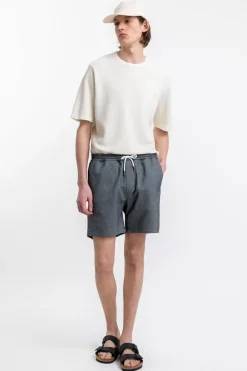 Kurze Hose Aus Bio-Baumwoll Twill Schwarz Kariert