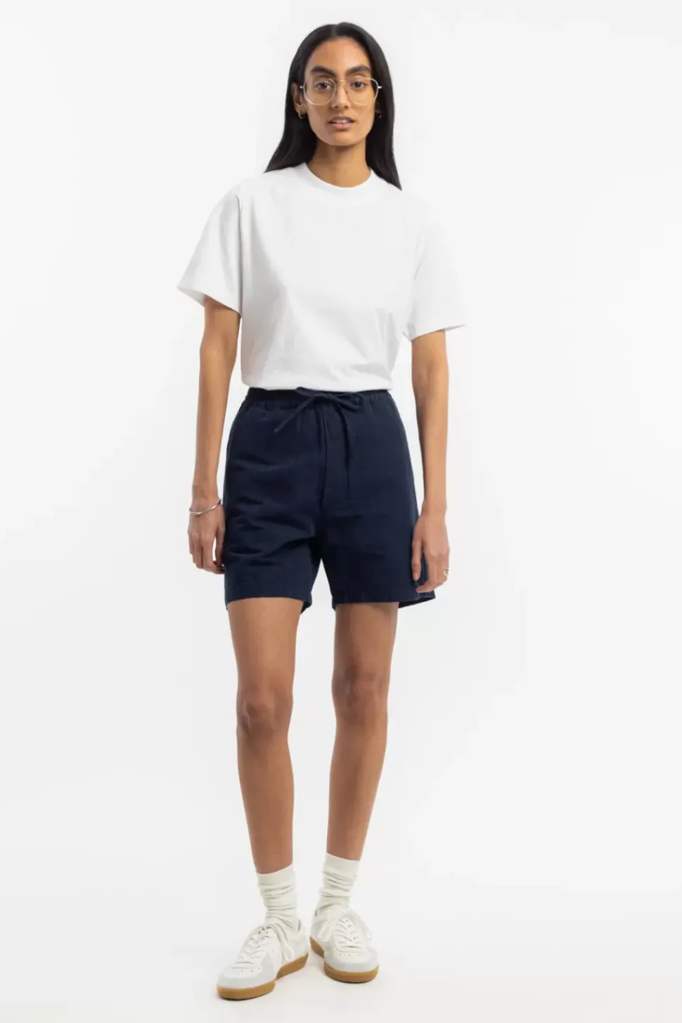 Kurze Hose Leinen Mix - Dunkelblau