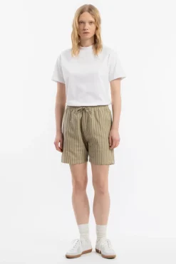 Kurze Hose Leinen Mix - Grau Gestreift