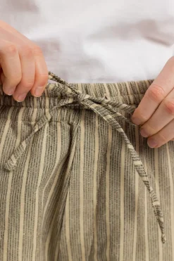 Kurze Hose Leinen Mix - Grau Gestreift