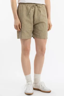 Kurze Hose Leinen Mix - Grau Gestreift