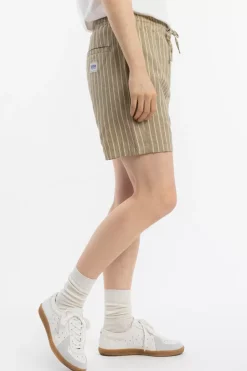 Kurze Hose Leinen Mix - Grau Gestreift