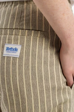 Kurze Hose Leinen Mix - Grau Gestreift