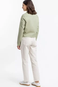 Kurze Jacke Aus Bio Canvas Grun Kariert