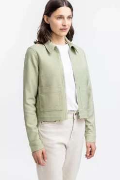 Kurze Jacke Aus Bio Canvas Grun Kariert