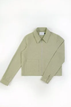 Kurze Jacke Aus Bio Canvas Grun Kariert