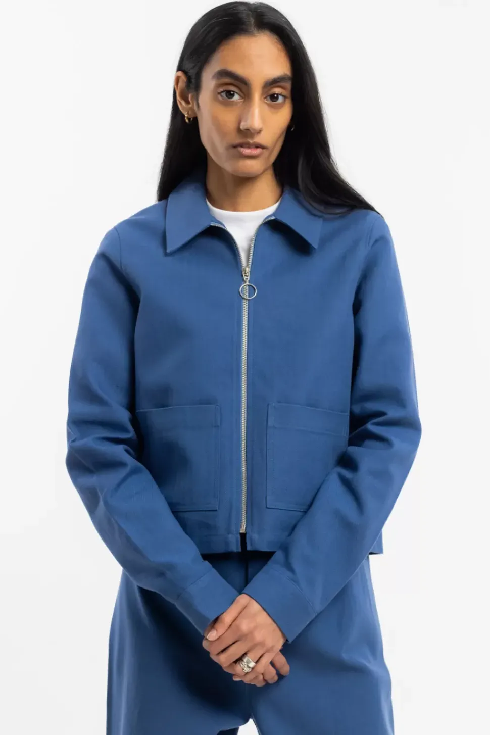 Kurze Jacke Bio Baumwolle - Blau