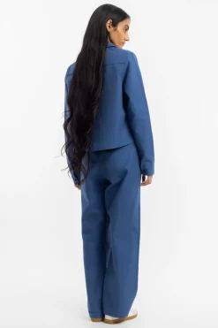 Kurze Jacke Bio Baumwolle - Blau