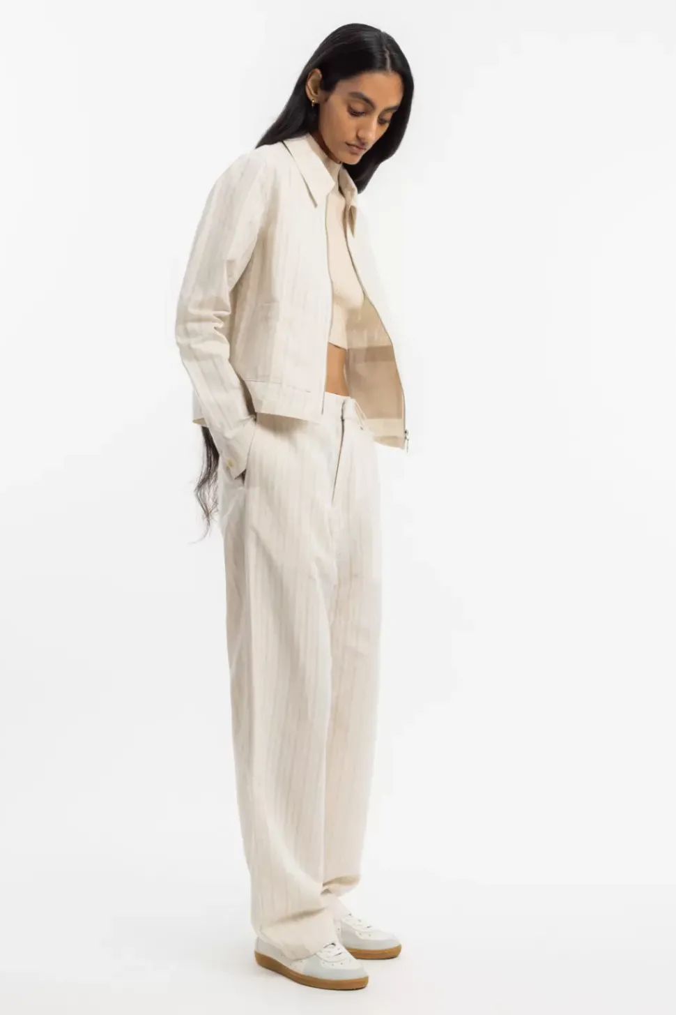 Kurze Jacke Leinen Mix - Creme