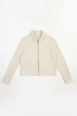 Kurze Jacke Leinen Mix - Creme