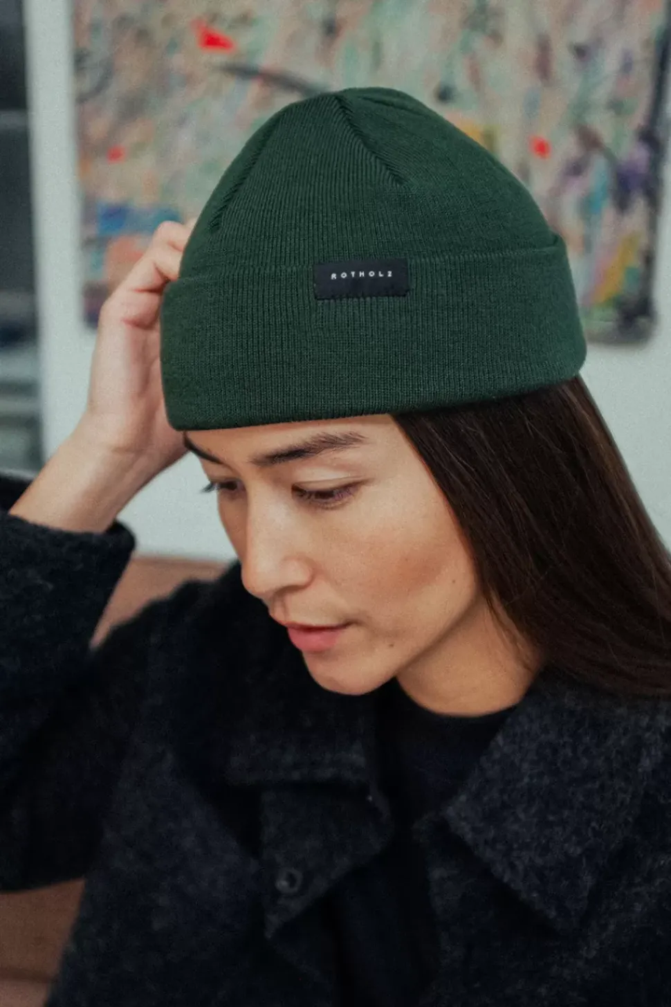 Kurze Mutze Merino Fein - Olive