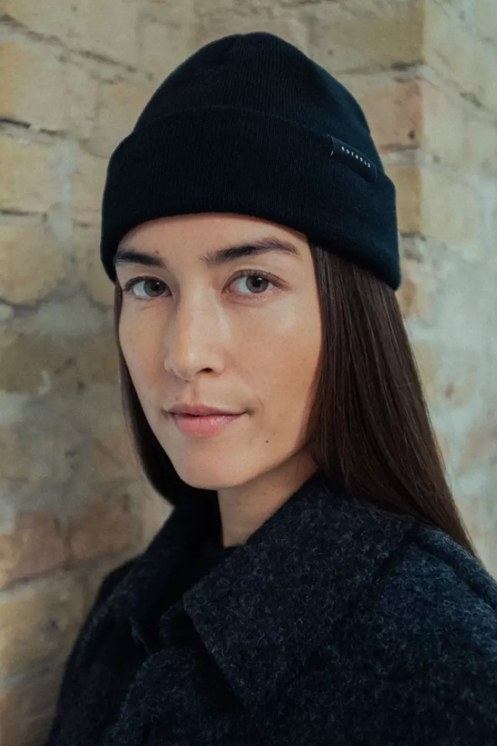 Kurze Mutze Merino Fein - Schwarz