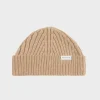 Kurze Mutze Wollmix Ripp - Beige