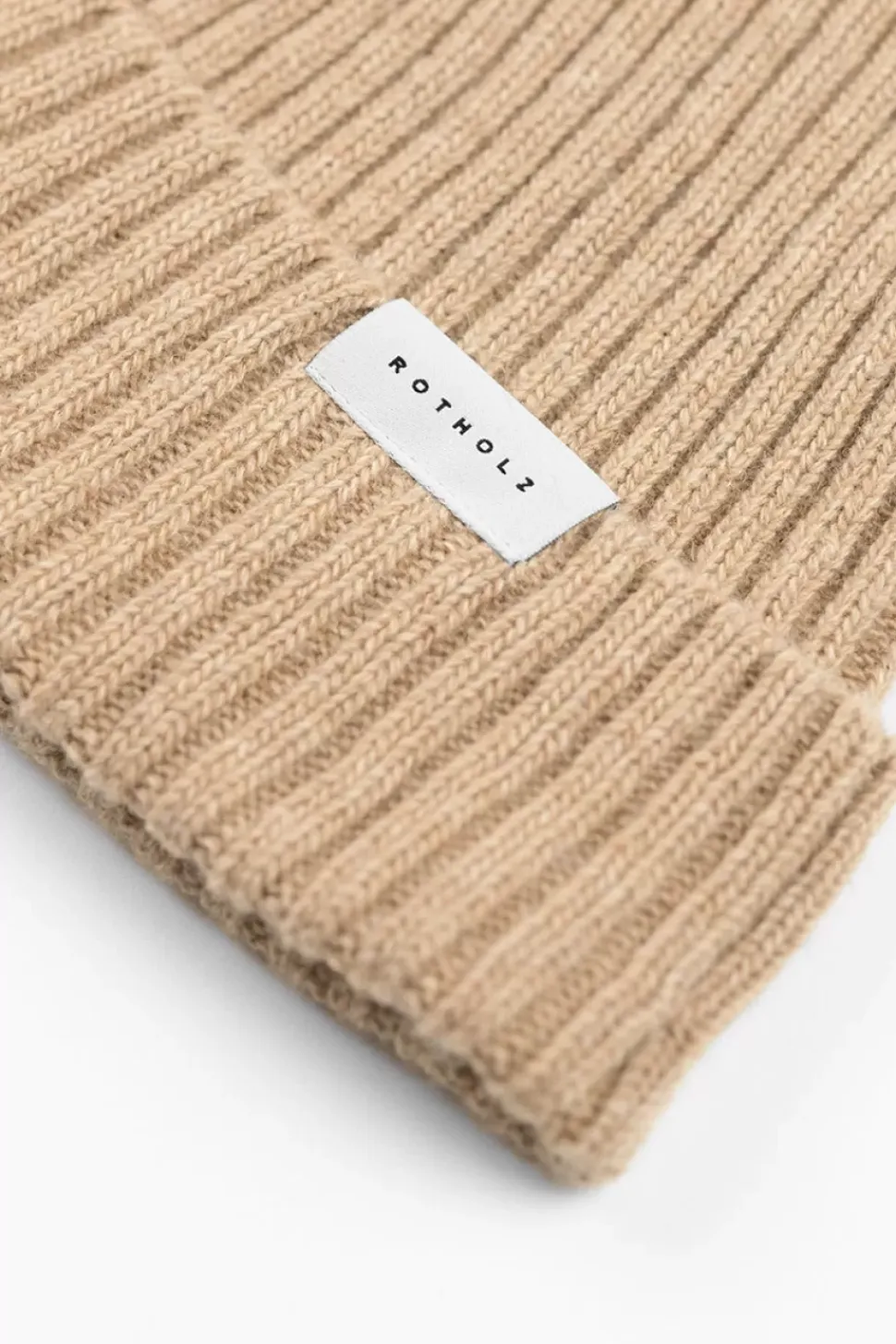 Kurze Mutze Wollmix Ripp - Beige