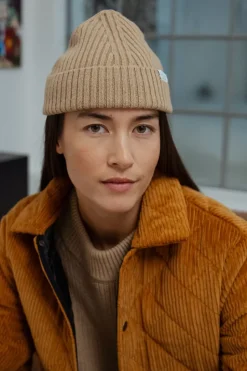 Kurze Mutze Wollmix Ripp - Beige