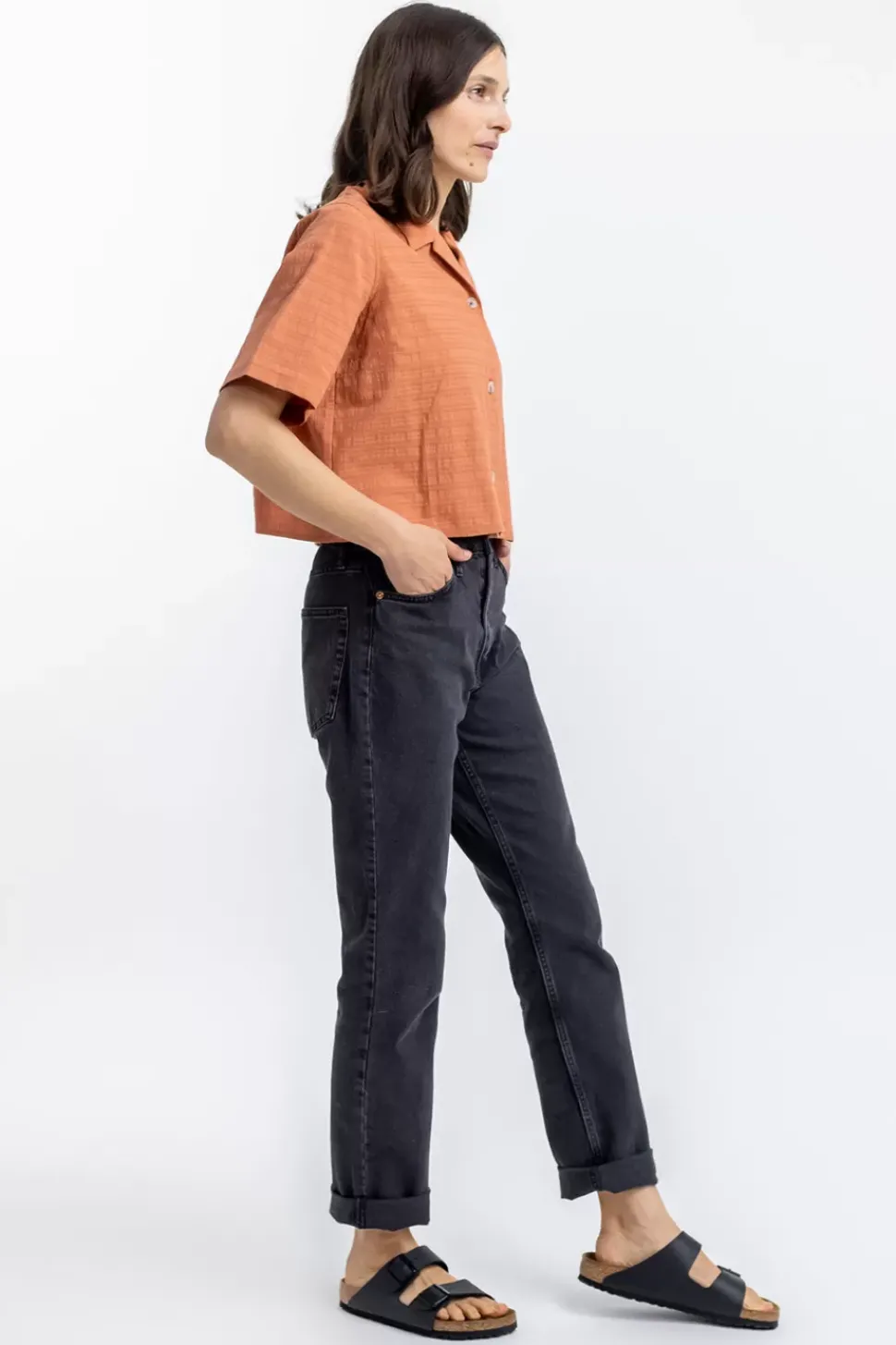Kurzes Bowling Hemd Apricot