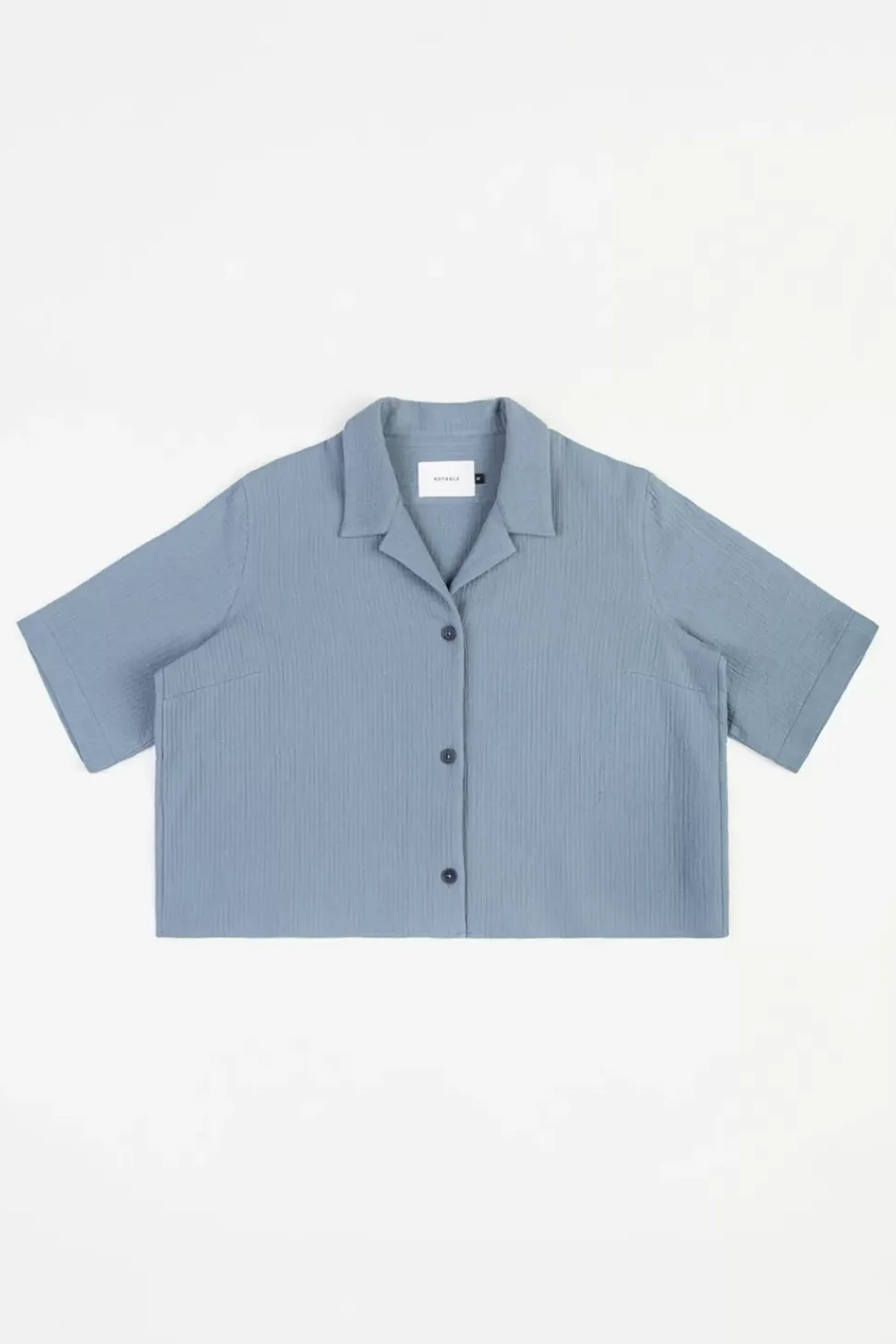 Kurzes Bowling Shirt Bio Baumwolle - Blau