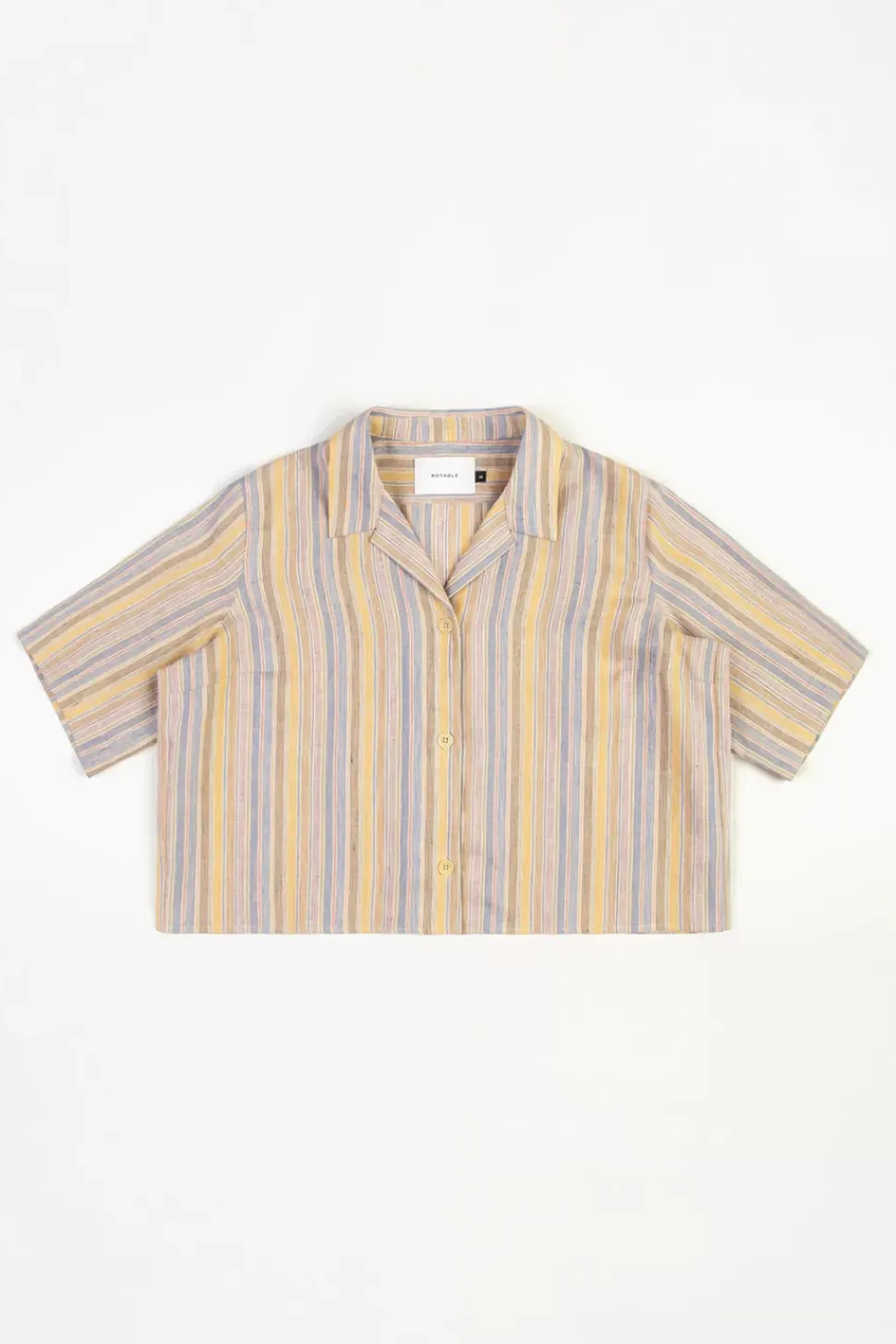 Kurzes Bowling Shirt Leinen Mix - Gestreift