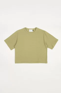 Kurzes Strukturiertes T-Shirt Bio Baumwolle - Grun