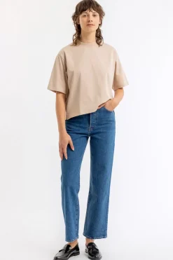 Kurzes T-Shirt Aus Bio-Baumwolle Beige