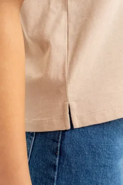 Kurzes T-Shirt Aus Bio-Baumwolle Beige