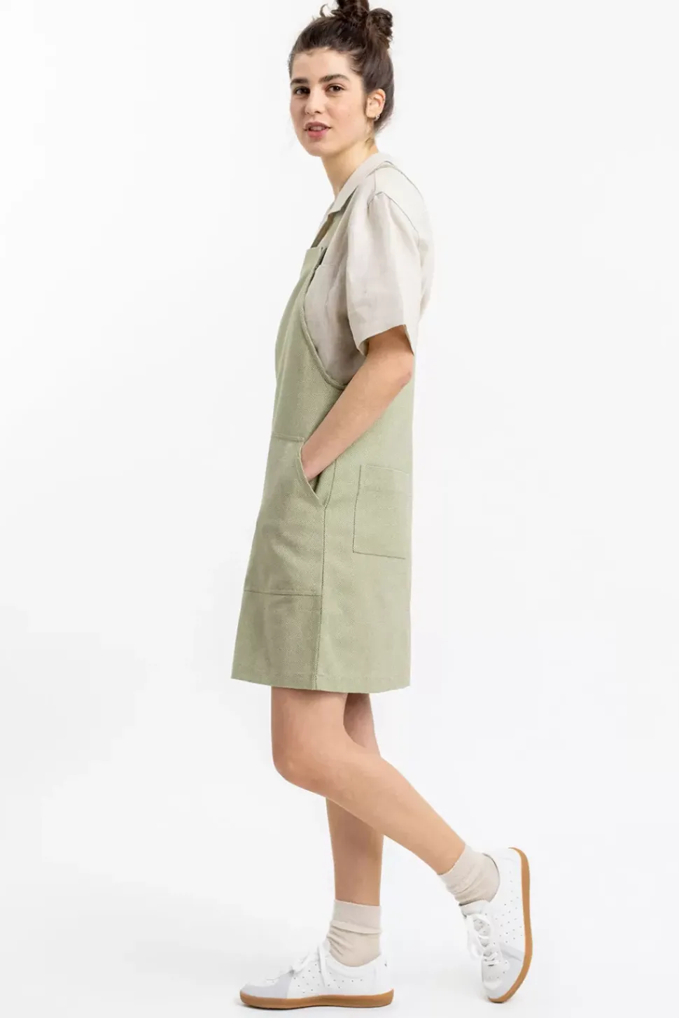 Latzkleid Aus Bio Canvas Grun Kariert