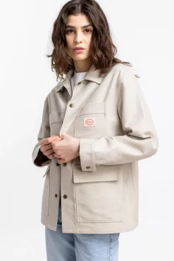 Leichte Jacke Aus Bio Canvas Beige Kariert