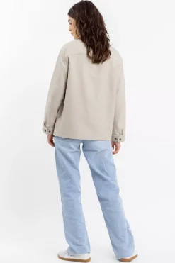 Leichte Jacke Aus Bio Canvas Beige Kariert