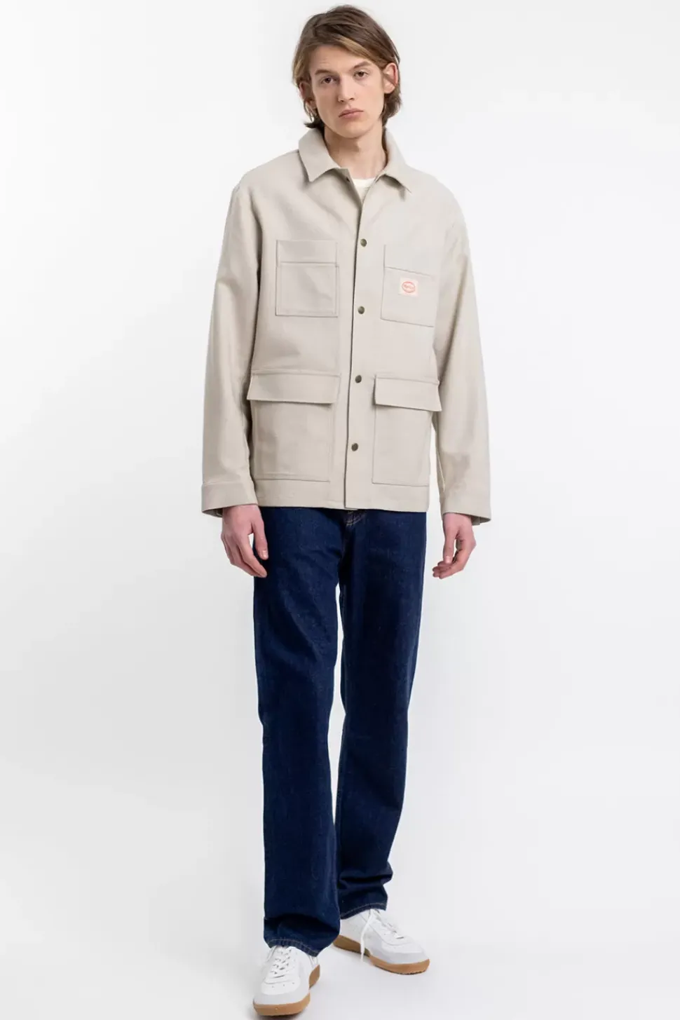 Leichte Jacke Aus Bio Canvas Beige Kariert