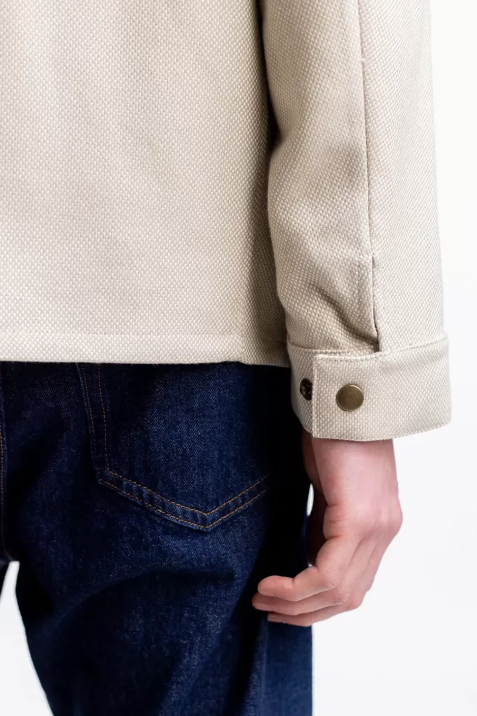 Leichte Jacke Aus Bio Canvas Beige Kariert