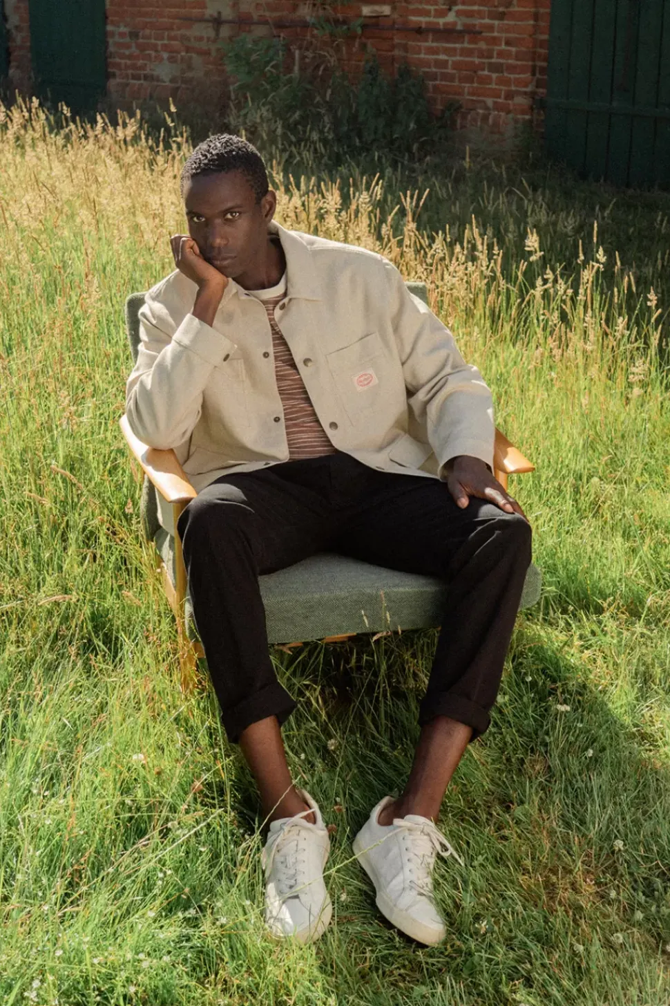 Leichte Jacke Aus Bio Canvas Beige Kariert