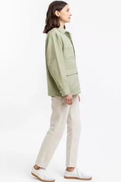Leichte Jacke Aus Bio Canvas Grun Kariert