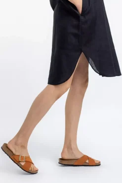 Leinen Kaftan Kleid Schwarz