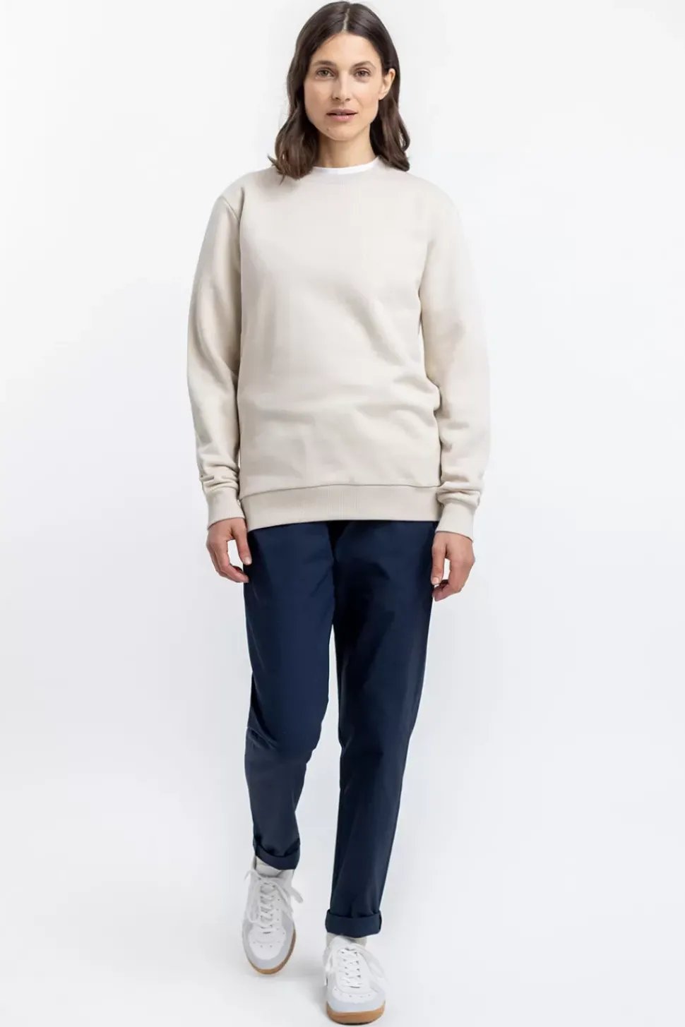 Logo Sweatshirt Aus Bio-Baumwolle Creme