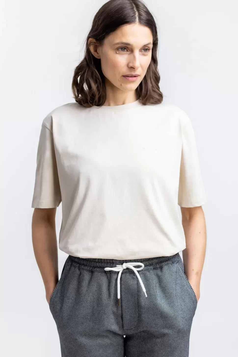 Logo T-Shirt Aus Bio-Baumwolle Creme